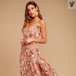 Lulus Bliss Blush Floral Print Maxi Dress